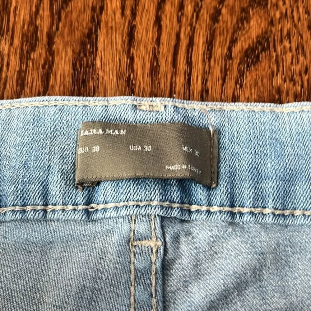 Zara Man Denim Jeans Frayed Edge Ankle Bottoms size 30